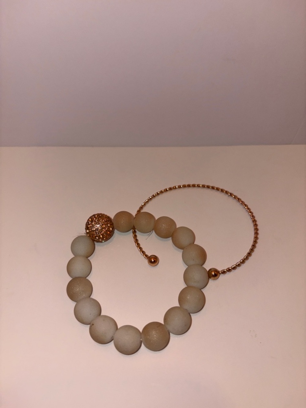 Gold and Beige Beaded Bracelet Set